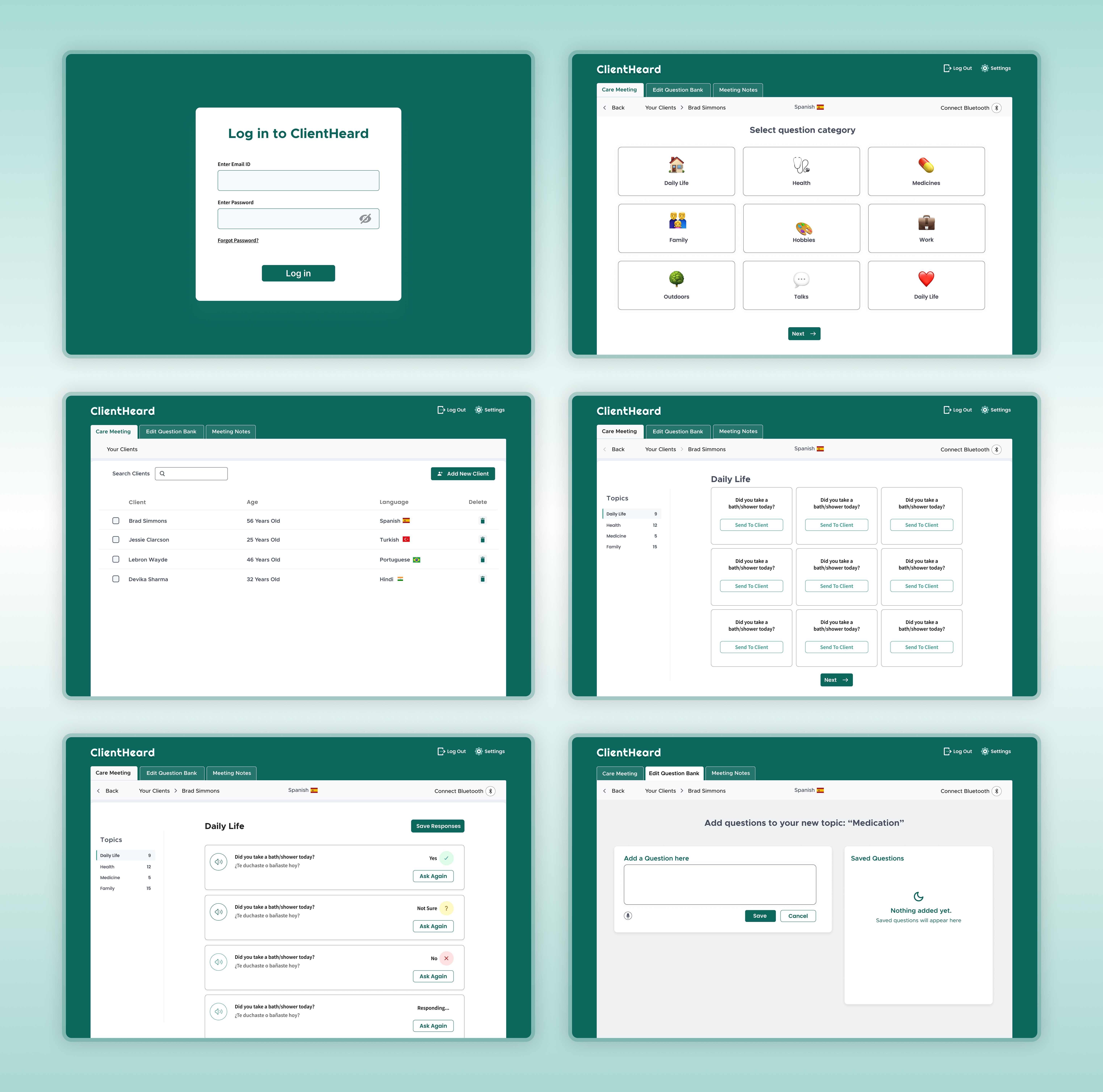 Redesigned prototype screens. (Description below).